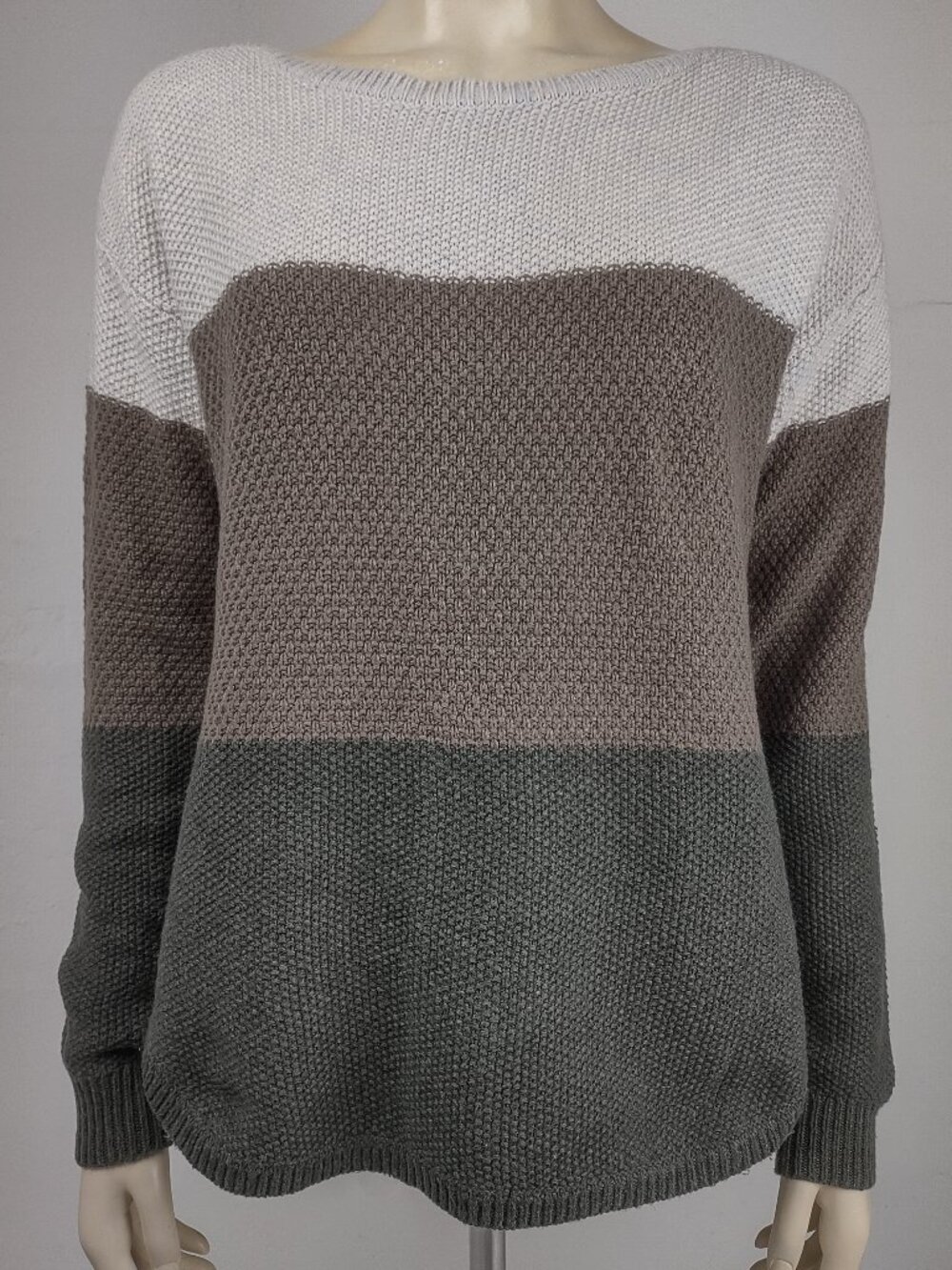 Kuhl ivory brown green colorblock wool blend pullover sweater ladies Medium